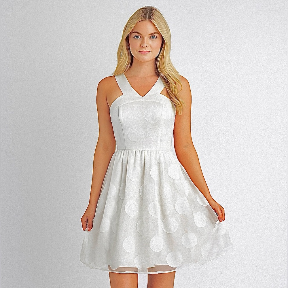 ModCloth White Organza Polka Dot Dress